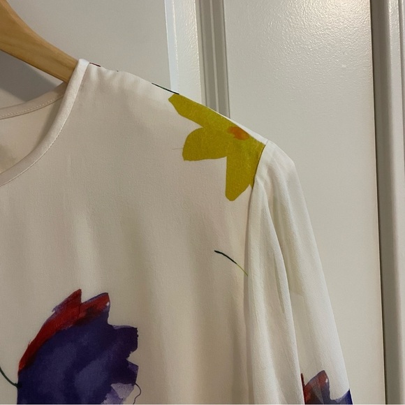 Vintage Anne Crimmins Silk Floral Print Dress with Scarf Cream Size 14 - 16 - Picture 5 of 17